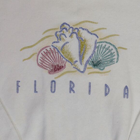Vintage 90s Fruit of the Loom Adult XL Florida Seashells Beach Pullover Sweater - Picture 4 of 6